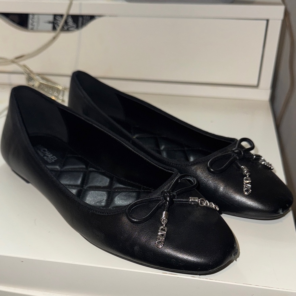 Michael Kors Black Flats with Silver Accents